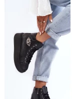 Trampki Damskie Wysokie Na Suwak Lemar Czarne Katerin