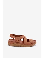Kožené dámské sandály na platformě model 22208623 Camel - Maciejka