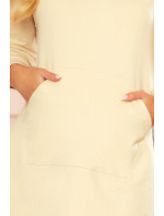 Numoco AMELIA mikinové šaty s kapucňou - béžové