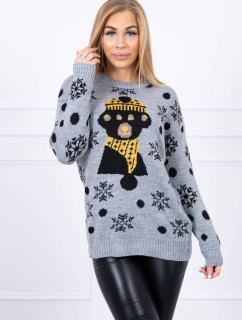 Vianočný sveter s medveďom sivým