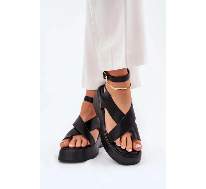 Dámske sandále na platforme WS-001 Black - GIVANA