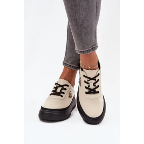 Dámske poltopánky 41495 Light beige with black - VINCEZA