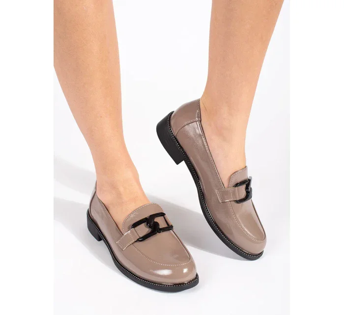 Pohodlné hnedé dámske mokasíny na širokom podpätku Pohodlné hnedé dámske mokasíny na širokom podpätku