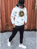 Pánska biela mikina s potlačou FashionStreet BX5319 Pánska biela mikina s potlačou FashionStreet BX5319