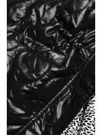 Čierna dámska bunda s ozdobnou podšívkou (BH2182)