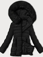Prešívaná prechodná bunda s kožušinou na kapucni S'west black (B8301-1)
