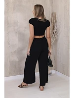 Kalhoty s širokým pasem černý Kalhoty s širokým pasem černý