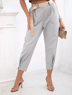 Letné nohavice Punto so zapínaním na nohaviciach sivé