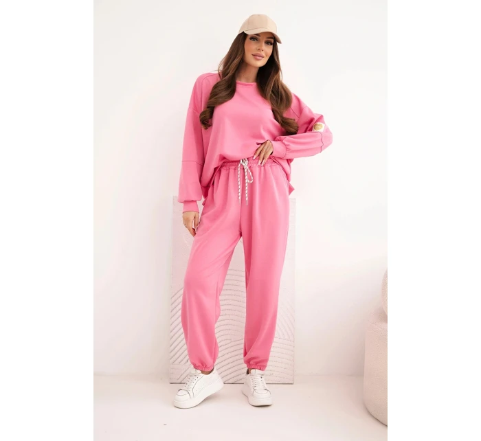 Dámska maslová súprava s voľnou mikinou a nohavicami LOVE pink