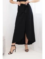Dámská bavlněná zavinovací maxi sukně se zavazováním černá Dámská bavlněná zavinovací maxi sukně se zavazováním černá