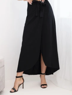 Dámská bavlněná zavinovací maxi sukně se zavazováním černá