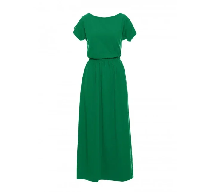 B264 Maxi šaty s elastickým pásom - zelené