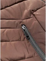 Dámska prešívaná zimná bunda S'west s kapucňou v čokoládovej farbe (B8299-14)