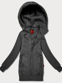 Dámska mikina s kapucňou z kombinovanej tkaniny Goodlookin v grafitovej farbe (AMG-175)