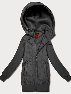 Dámská mikina v grafitové barvě z různých materiálů s kapucí Goodlookin model 21787462 - LHD