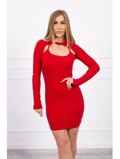 Červené pruhované šaty s přiléhavým střihem