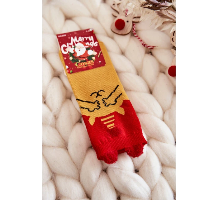 Dziecięce Świąteczne Skarpety Misiu Cosas Czerwono-Żółte