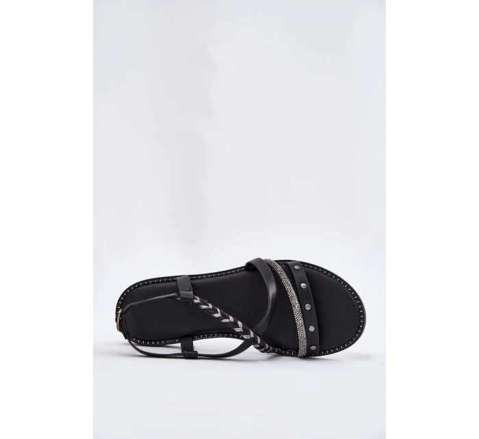 Ploché Sandály S Ozdobnými Pásky model 21697171 Černé - VINCEZA