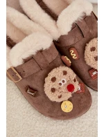 Dámské pantofle s ozdobami a přezkou vyhřívané kožešinou hnědé Thalora Dámské pantofle s ozdobami a přezkou vyhřívané kožešinou hnědé Thalora