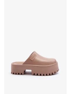 Dámske papuče na platforme Big Star - béžové