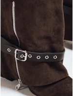 Dámské semišové kozačky na jehlovém podpatku hnědé Dstreet model 21992462 - FashionStreet