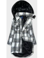 Ecru/sivá dámska károvaná košeľová bunda (AG3-1813) Ecru/sivá dámska károvaná košeľová bunda (AG3-1813)