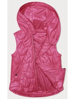 Neónovo ružová dámska tenká vesta so zlatým zipsom S'West (B8229-83)
