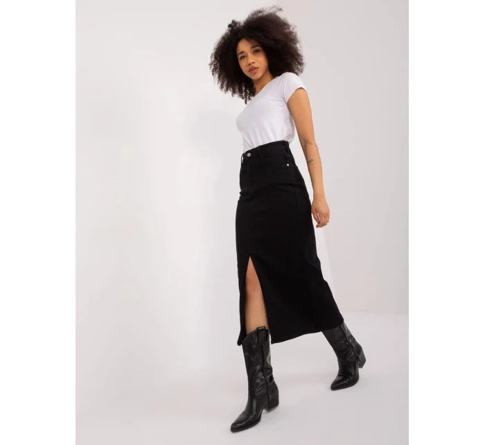 Černá vypasovaná džínová maxi sukně model 19770047 - Factory Price