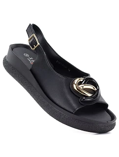 Dámské kožené sandály na platformě černé model 22117570 - S.Barski