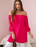 Španielska blúzka s volánikmi na rukáve fuchsiová