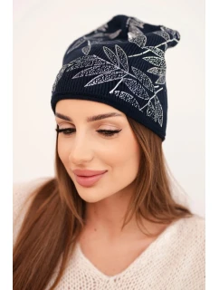 Dámska zimná vlnená čiapka s dvojitým okrajom K426 oranžová