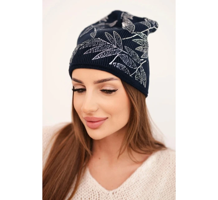 Dámska zimná vlnená čiapka s dvojitým okrajom K426 oranžová