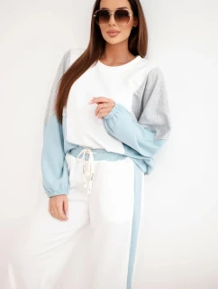 Dámska súprava s voľnou mikinou a nohavicami so širokými nohavicami mätová