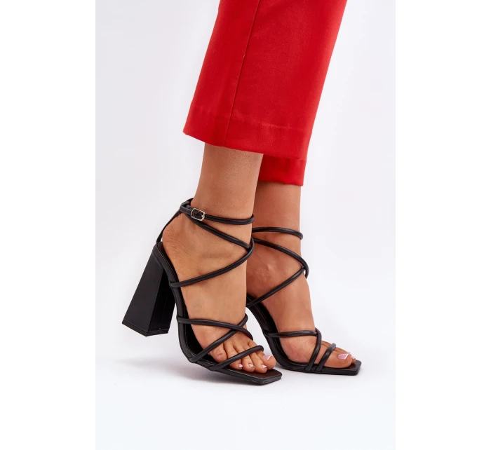 Modne Sandały Na Obcasie Czarne Josette