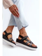 Zazoo 40397 Damskie Skórzane Sandały Na Platformie Czarne