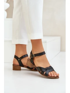 Kožené Sandály Na Podpatku  Černé model 21684026 - Zazoo