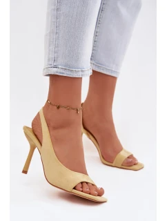 Dámské sandály na podpatku z eko semiše žluté Calvoria