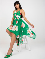 Zelené zavinovacie šaty s kvetinovými ramienkami