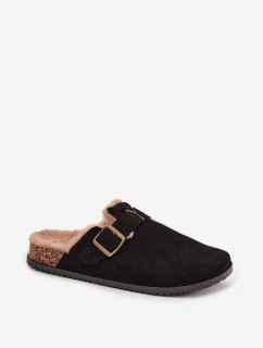 Dámske papuče s kožušinou a prackou Sylisse - čierne