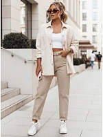 Dámska nadrozmerná košeľová bunda s výšivkou svetlo béžová FashionStreet TY4321