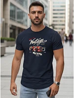 Koszulka męska z nadrukiem retro granatowa model 22161413 - FashionStreet