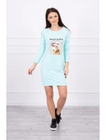 Šaty s potiskem model 18744172 v mátové barvě - K-Fashion