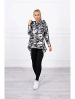 Mikina s dlhým chrbtom moro grey+black