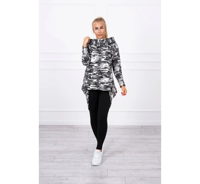 Mikina s dlhým chrbtom moro grey+black