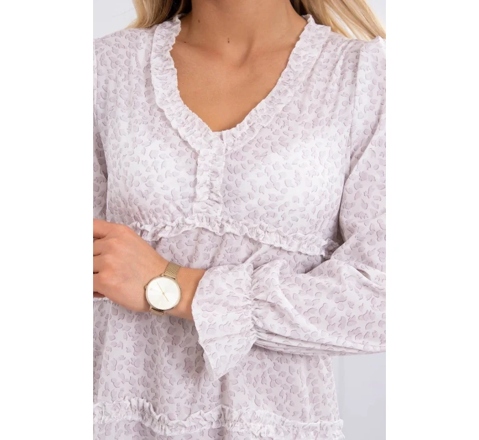 Šaty s ozdobnými volánky béžové Šaty s ozdobnými volánky béžové