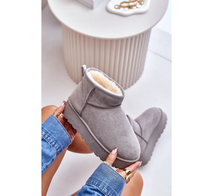 Dámské Sněhule Na Platformě Zateplené Kožíškem Šedé model 21672076 - Boto