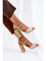 Kožené elegantní sandály na podpatku model 21690027 Multikolor - Laura Messi