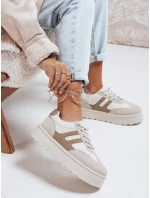 Dámske zateplené tenisky na platforme béžové FashionStreet ZY1080 Dámske zateplené tenisky na platforme béžové FashionStreet ZY1080