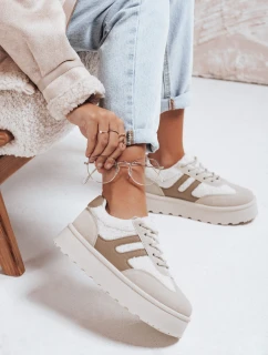 Dámske zateplené tenisky na platforme béžové FashionStreet ZY1080