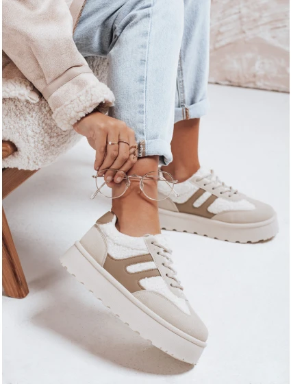 Dámske zateplené tenisky na platforme béžové FashionStreet ZY1080 Dámske zateplené tenisky na platforme béžové FashionStreet ZY1080